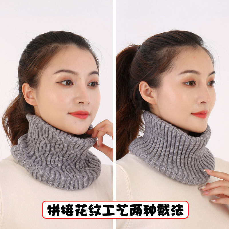Nuevo hilo de Jersey de punto bufanda para mujer Otoño e Invierno estilo coreano versátil grueso cálido cuello protección color sólido bufanda collar falso