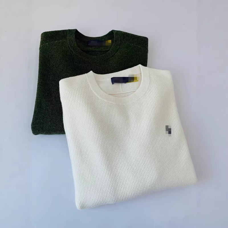High-End Quality Men's Round-Neck Ripple Jacquard Knit Sweater Made of Wool and Alpaca, Soft and Warm for Autumn and Winter