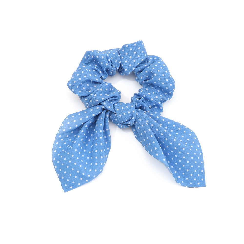 Korean Fashion Style New Blue Plaid Floral Wave Dot Hair Scrunchies display picture 10