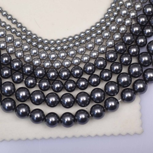 Zhenduoma Shijia Pearl Round Beads Loose Beads Through Hole Gray Pearl Handmade Necklace Beaded Jewelry Accessories Wholesale