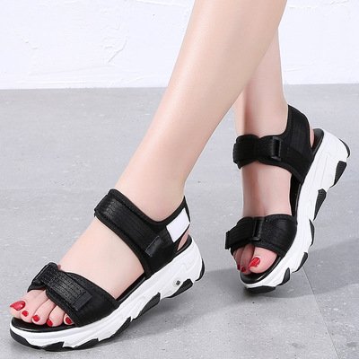 2021夏天运动沙滩平底女凉鞋时尚休闲厚底增高显瘦仙女风女鞋潮鞋|ms