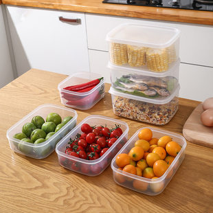 Kitchen refrigerator rectangular fresh-keeping box microwave heat-resistant plastic lunch box food lunch box fruit storage sealed box