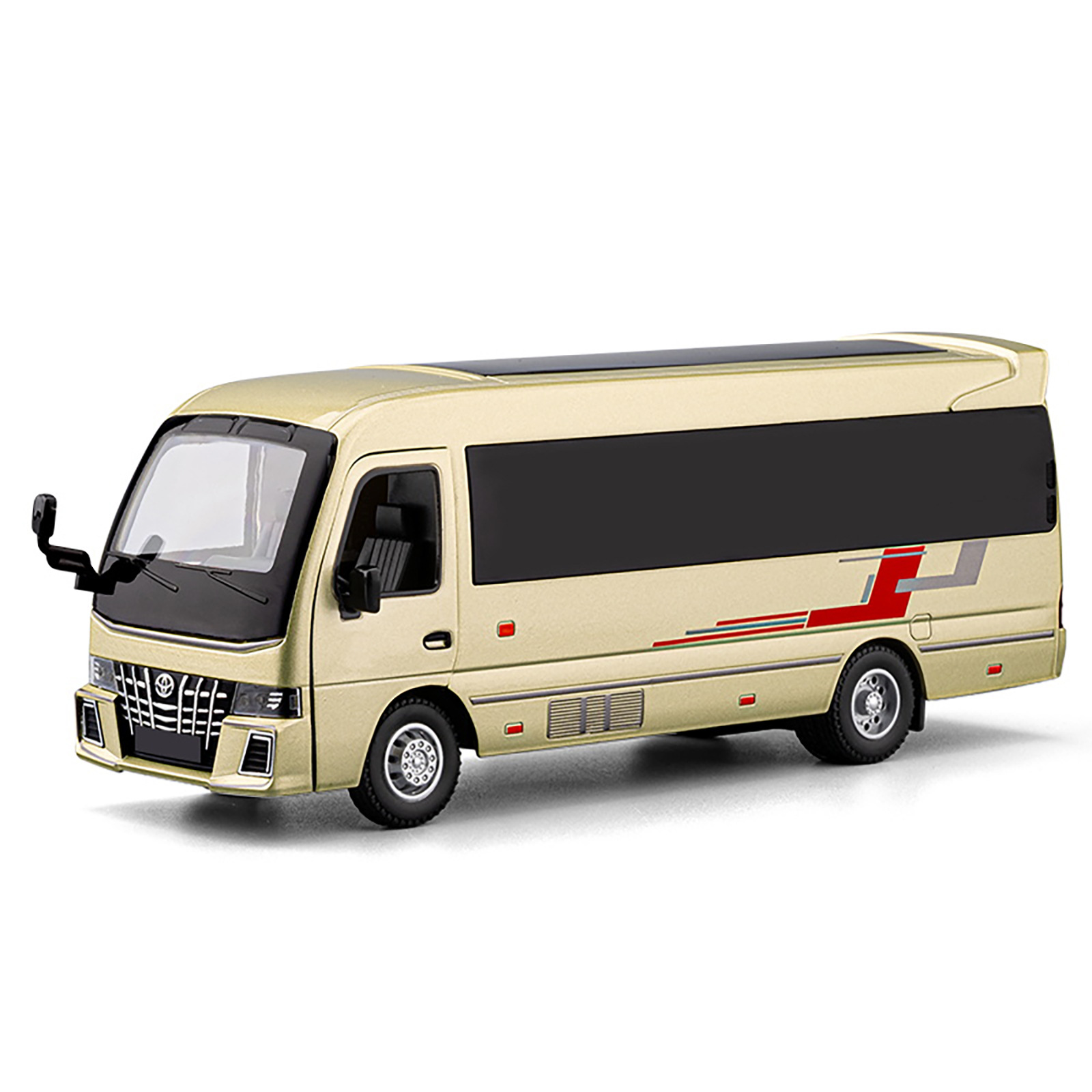 Auténtico autorizado 1: 33 Toyota Coaster aleación modelo de autobús Echo sonido y luz efectos de sonido decoración del hogar