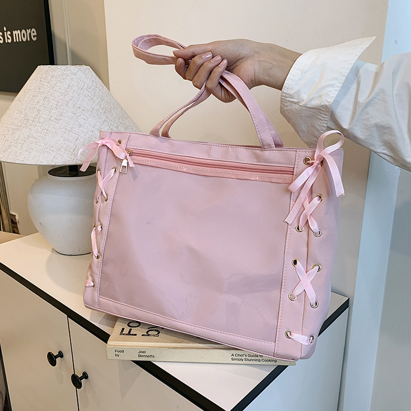 (Cross-border trading), Japanese capacious hair band, underarm bag, shoulder bag with bow, transparent one-shoulder bag, new collection, western style