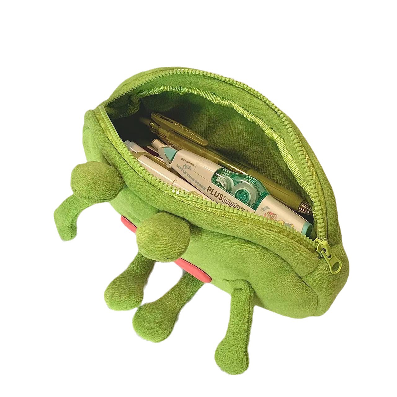 Frog Pv Velvet Class Learning Cartoon Style Funny Pencil Case display picture 4