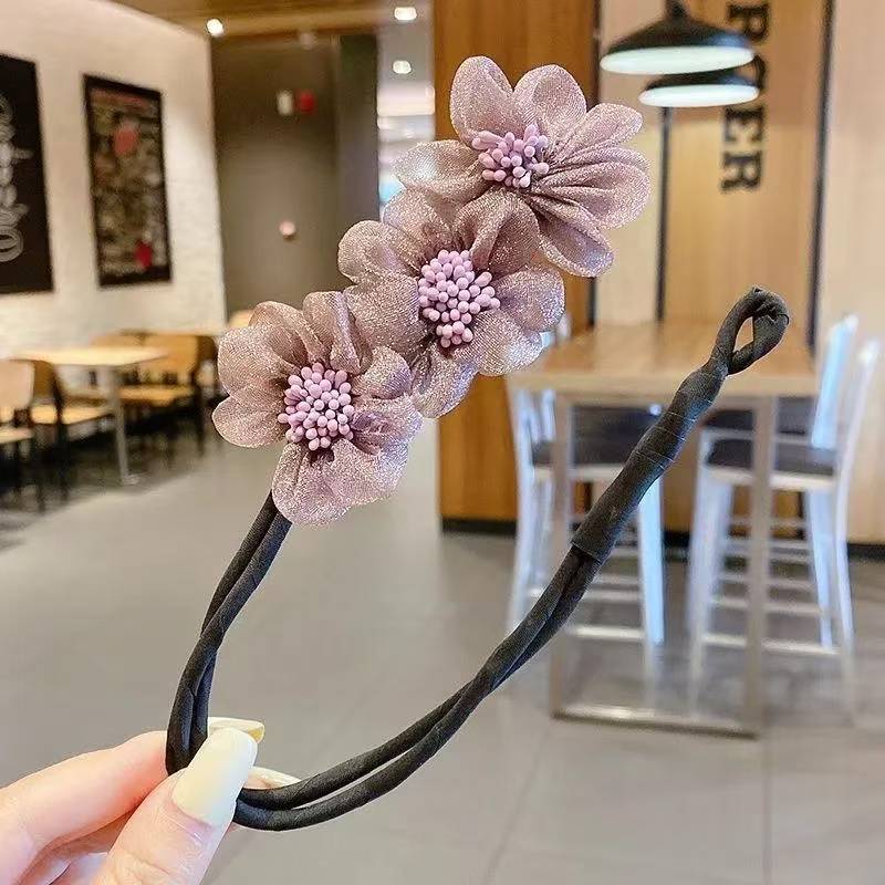 Dispela de cabello nuevo artefacto de cabello trenzado perezoso dulce novia flor Dispela de cabello todo fósforo albóndiga corbata de cabeza artefacto de cabello Han