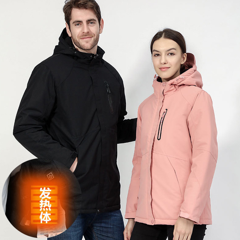 Cross-border Amazon smart constant temperature heating clothes outdoor jackets USB charging one-click heating cotton clothes wholesale