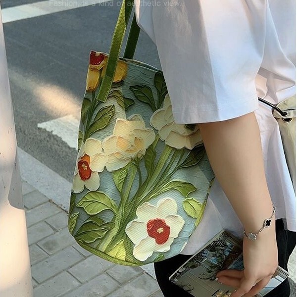 High-End Women's New Large-Capacity Bucket Bag, Fashionable Handbag, Casual and Versatile Shoulder Storage Bag, Cute Florals High-End Women's New Large-Capacity Bucket Bag, Fashionable Handbag, Casual and Versatile Shoulder Storage Bag, Cute Florals