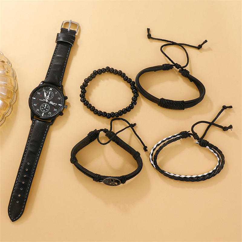 Men's Quartz Watch Gift Set 5-piece Bracelet Set For Men_voghion.com