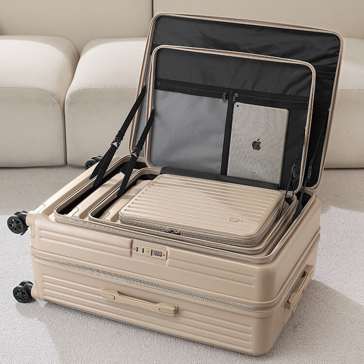 Side-Opening Suitcase 2025 New Model for Women, Sturdy and Durable, Extra-Large Capacity, Deep Compartment, Flip-Top Travel Suitcase, Expandable Trolley Case