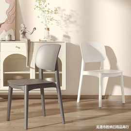 马卡龙色塑料餐椅 现代简约餐厅带靠背椅子凳子 家用加厚塑料凳