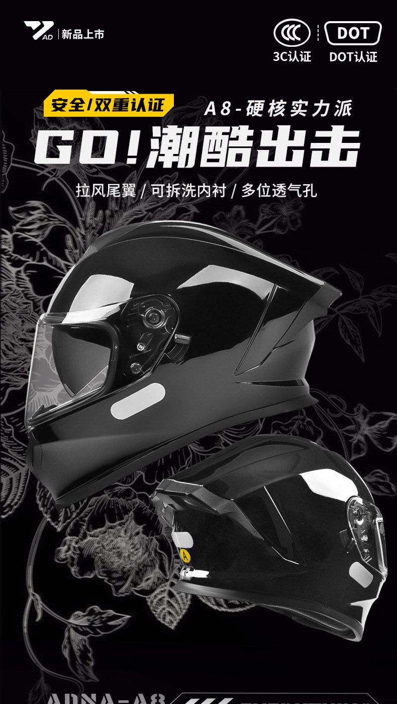 Ad Electric Motorcycle Helmet for Men and Women All Seasons Bluetooth 3C Certified Motorcycle Full-Face Helmet Cycling Dot Safety Helmet