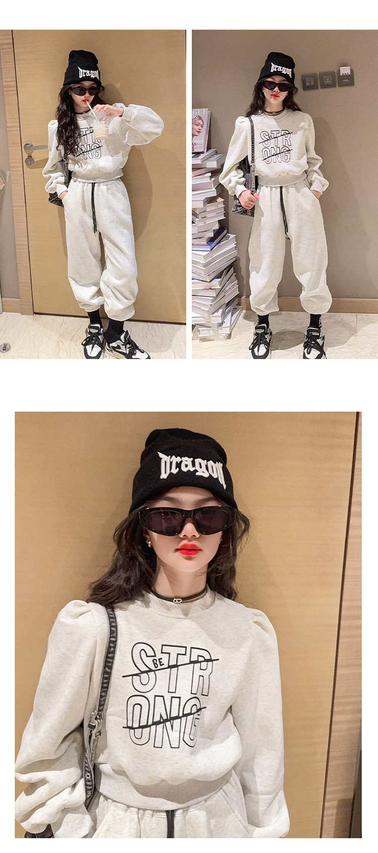 Conjunto deportivo para niñas de felpa otoño e invierno 2023, nuevo suéter grueso de moda para niños de talla mediana a grande con alpaca_voghion.com