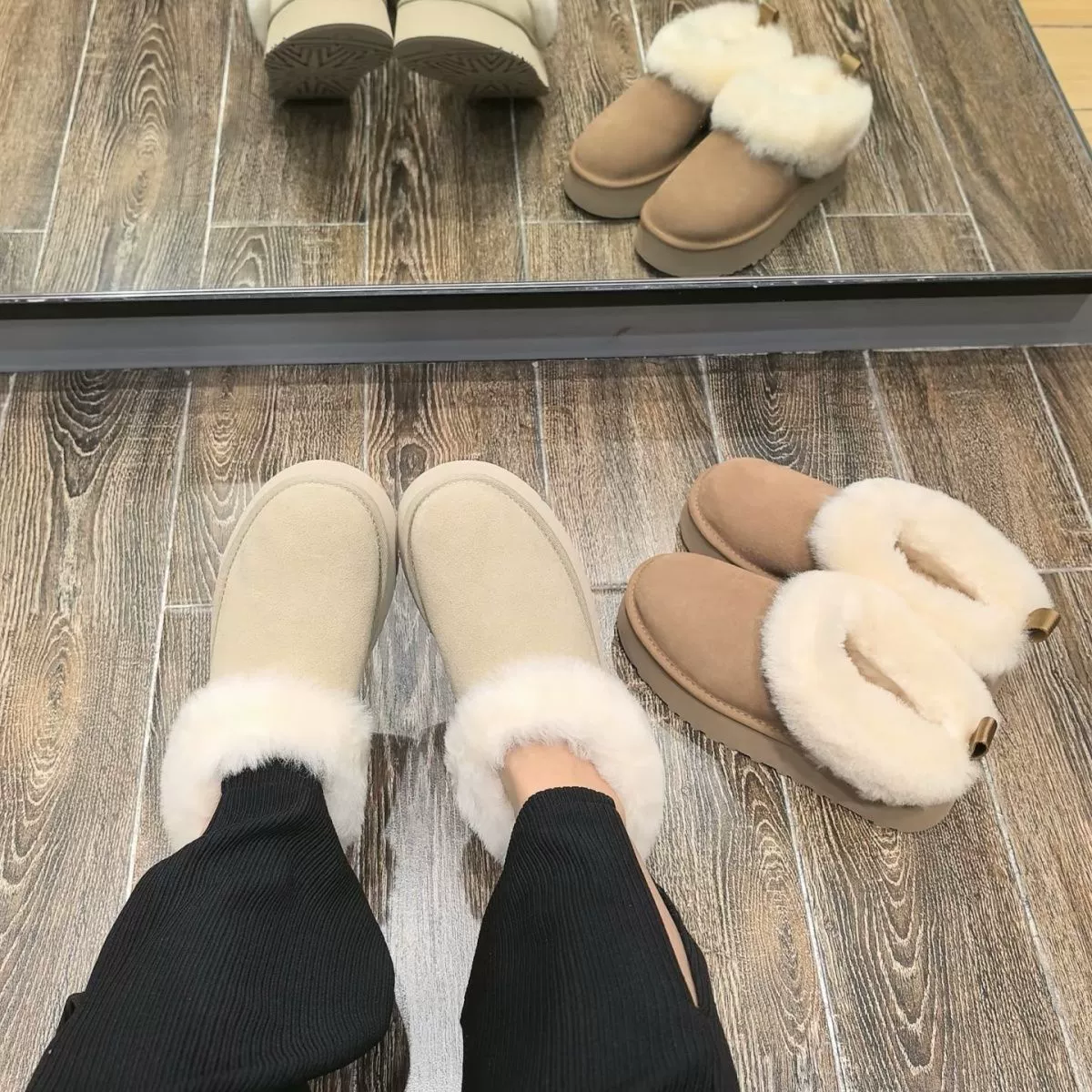 Women's Snow Boots, Casual Slip-On Thick-Sole Winter Bread Shoes, Cotton-Lined, Sizes 35–40