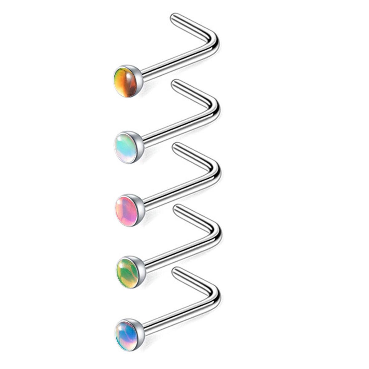 Gradient Nose Stud With Oil Drop Glitter Film In Star Shapes_voghion.com