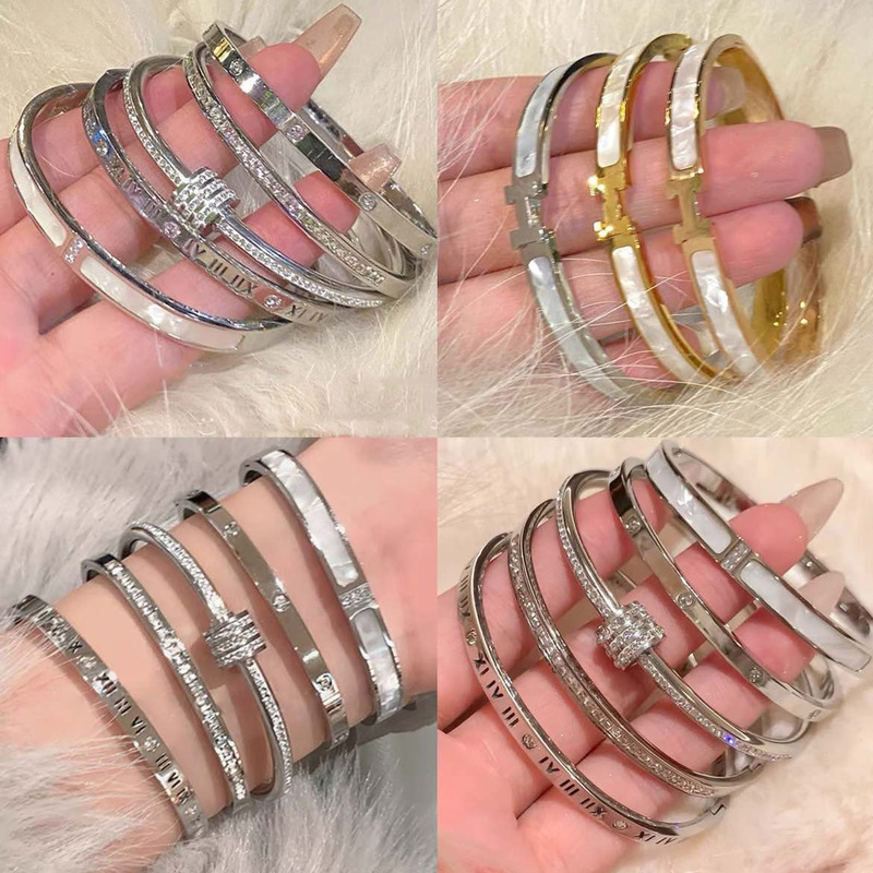 Europe and the United States cross-border diamond round letter bracelet exaggerated temperament fashion bracelet light luxury high-end jewelry wholesale women