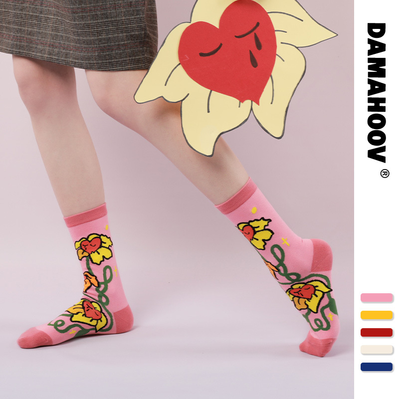 Summer cartoon genuine cute socks, mid-length