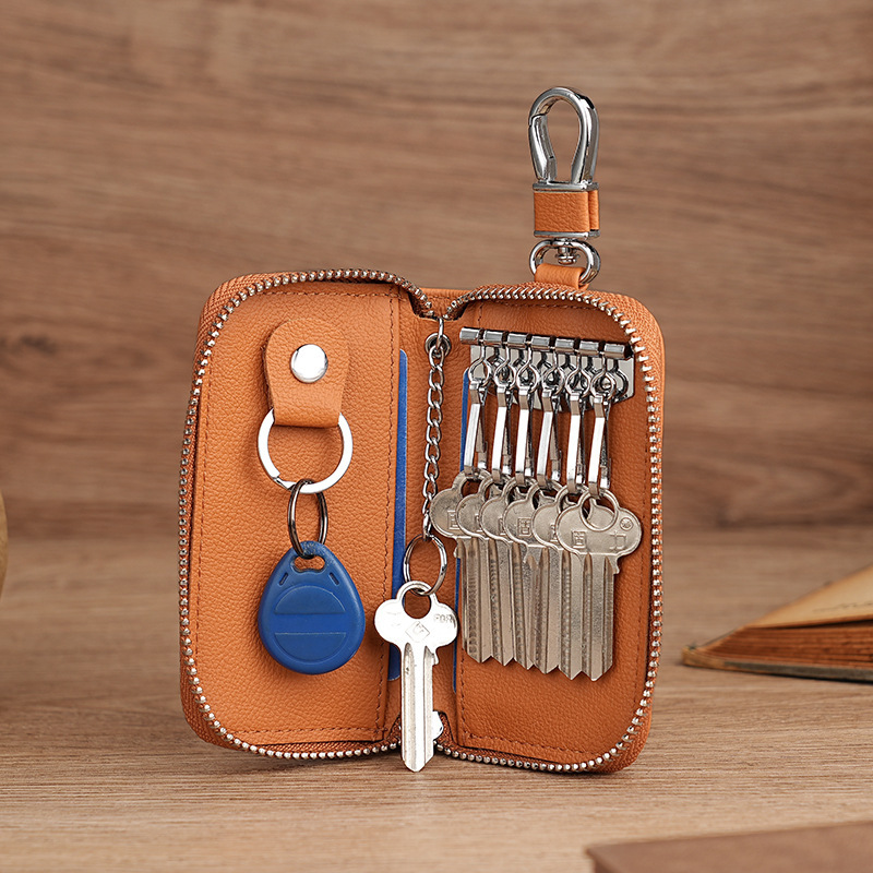 First-Layer Cowhide Key Bag, Household Key Bag, Genuine Leather Key Protective Cover, Access Control Card, Multi-Functional Car Key Bag First-Layer Cowhide Key Bag, Household Key Bag, Genuine Leather Key Protective Cover, Access Control Card, Multi-Functional Car Key Bag