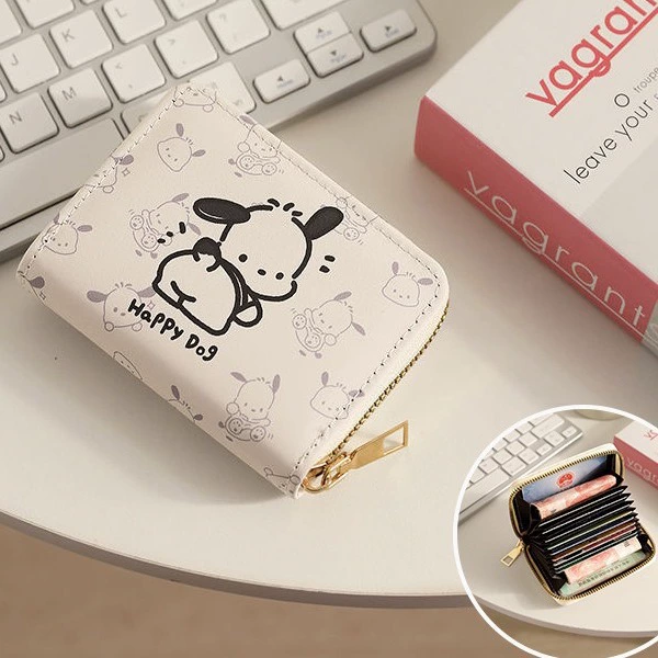 Cartoon card holder, capacious shoulder bag, ultra thin small cute wallet for driver's license