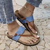 2022 summer Large Foreign trade Women's Shoes Rome wind Leatherwear Color matching flip flops Flat bottom slipper Cross border