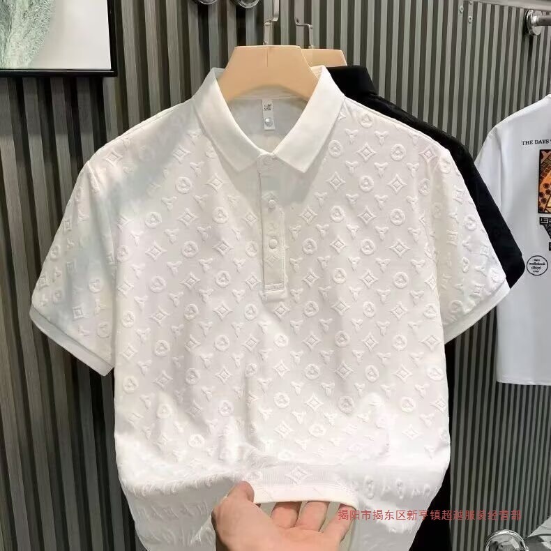 2025 New Summer Fashion Slim Short-Sleeved Polo Shirt Men's Accessible Luxury High-End Lapel Half-Sleeved T-Shirt Men's Clothing