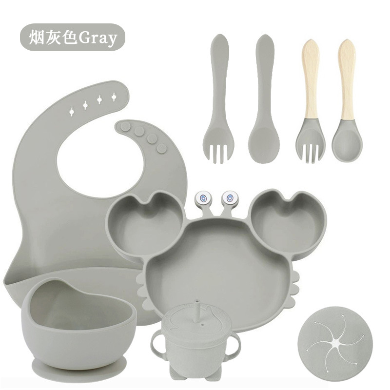 스모크 그레이--9피스 크랩 디너 플레이트 세트