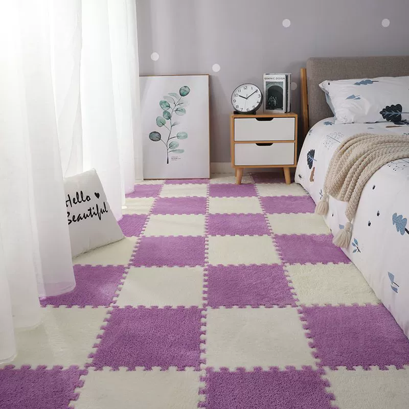 Плоский коврик (INS) 30×30×1.2 см, плюшевые Interlocking плитки для спальни девушки и прикроватной зоны