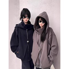 コウモリのカーディガンの立襟と帽子のパーカーの男性の秋のファッションのブランドのごろつきのかっこいいコートのアメリカの復古の偽の2つのカップルの上着