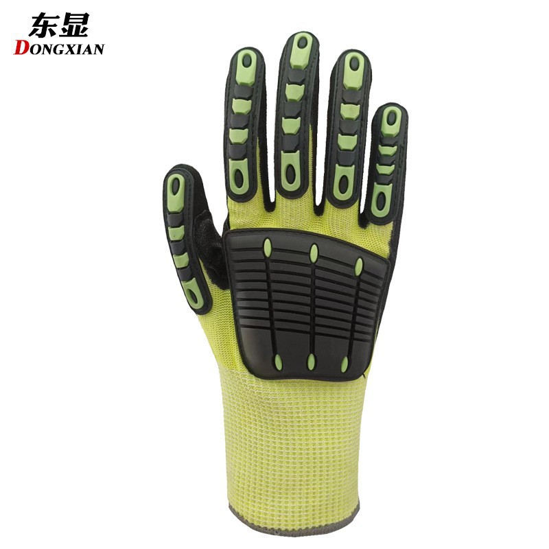 Guantes de protección laboral amarillos fluorescentes de nivel 5 resistentes a cortes Guantes de nitrilo antideslizantes resistentes al desgaste Super Factory Custom Cross-border. image 9