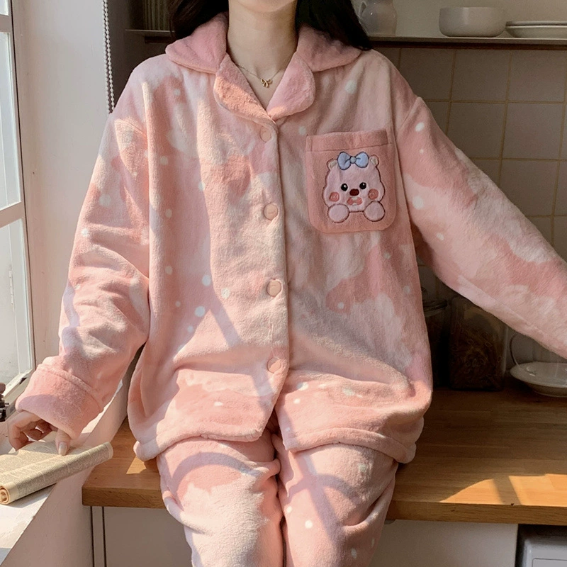 Пижама из кораллового велюра демисезонная, флисовый кардиган, фланелевый комплект, свободный крой