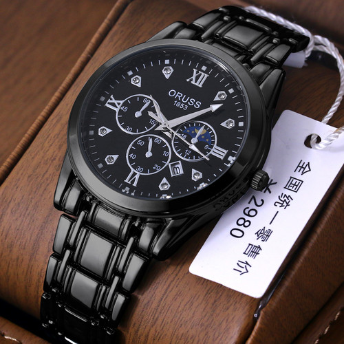 Men's steel strap waterproof quartz watch high-end fully automatic movement watch men's Korean style fashionable luminous waterproof mechanical watch for men