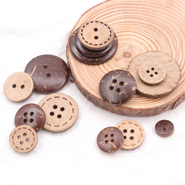 Round two eyes four eyes dotted line coconut coconut shell buttons…