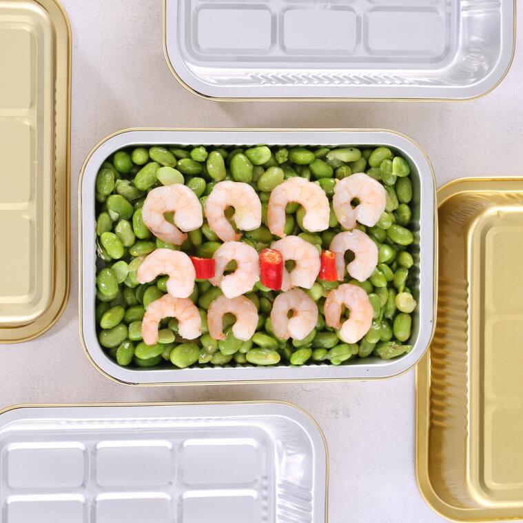 金信SINOPACK750ML金色加厚轻食中餐西餐烤鱼饭外卖锡纸打包盒