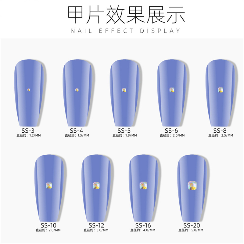 1440 malla de uñas plana rhinestone inferior no gota diamante olímpico blanco AB redondo transparente bolsa grande cristal joyería diamantes