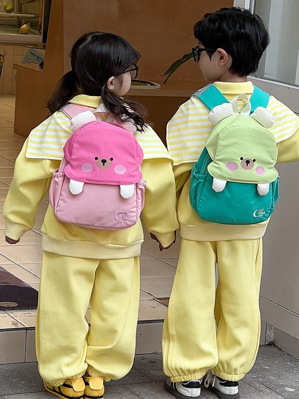 Cute Contrast Color Bear Kindergarten Baby's Schoolbag 3-6 Years Old Lightweight Children's Backpack for Boys and Girls Travel Backpack