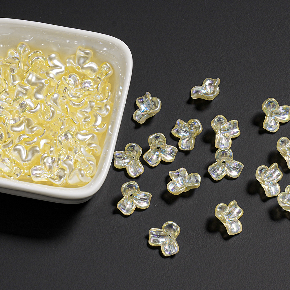 Cristal transparente con cuentas, flor de cuerno de lirio, colgante de teléfono móvil, llavero, colgante de cadena trasera, decoración pequeña