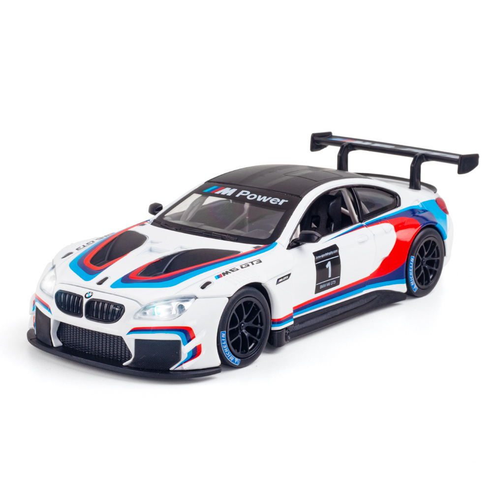 Caipo modelo de coche de aleación 1 a 24 BMW M6GT3 coche deportivo sonido iluminación juguete coche música modelo decoración colección
