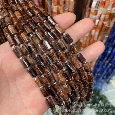 loose beads diy jewelry accessories, Zərgərlik ara hissələri - 15orange-garnet-8x11mm-pillar-beads-approx-15-beads-per-strand-short-style