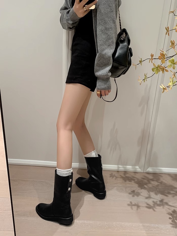 Western Style Mid-calf Knight Boots Women's Retro Ankle Boots_voghion.com