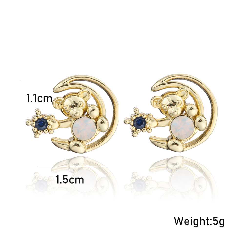 Cute Animal Copper Micro-inlaid Zircon Copper Earrings Female display picture 2