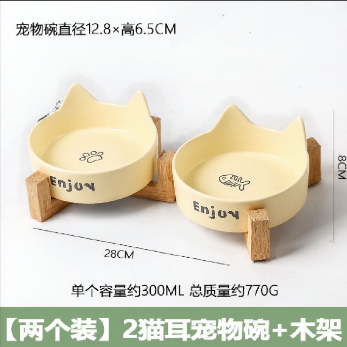 Tazón para gatos Tazón para comida para gatos de cerámica Tazón para mascotas Tazón para beber Tazón para alimentos Tazón para gatos todo en uno Tazón para gatos Tazón para perros No es fácil volcar el cuello