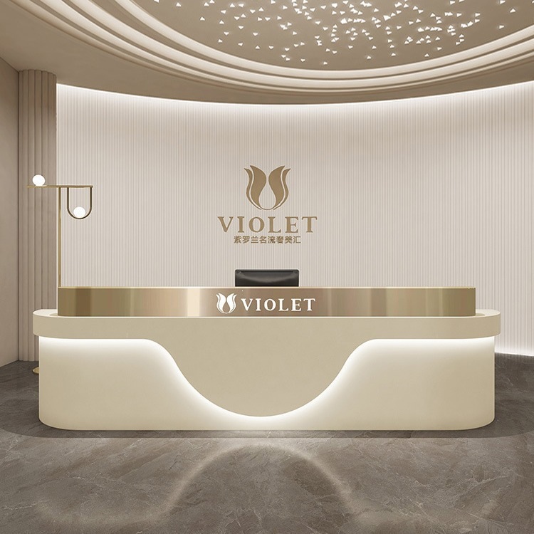 Simple modern beauty salon reception desk, stainless steel clothing store bar counter, trendy internet-famous barber shop front desk