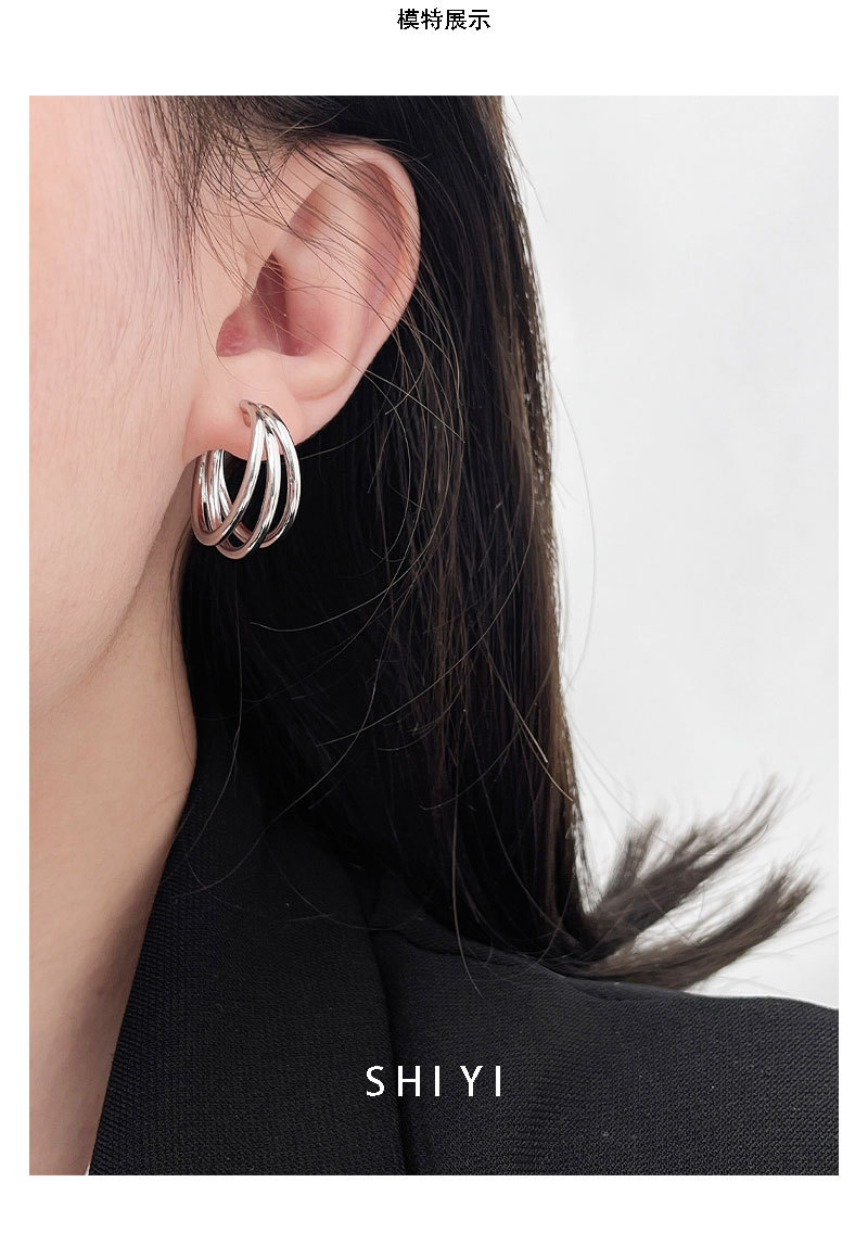 Linglang Triple Huggie Silver Stud Earrings S925 Sterling Hoop Earrings Gold Hoop Earrings for Women