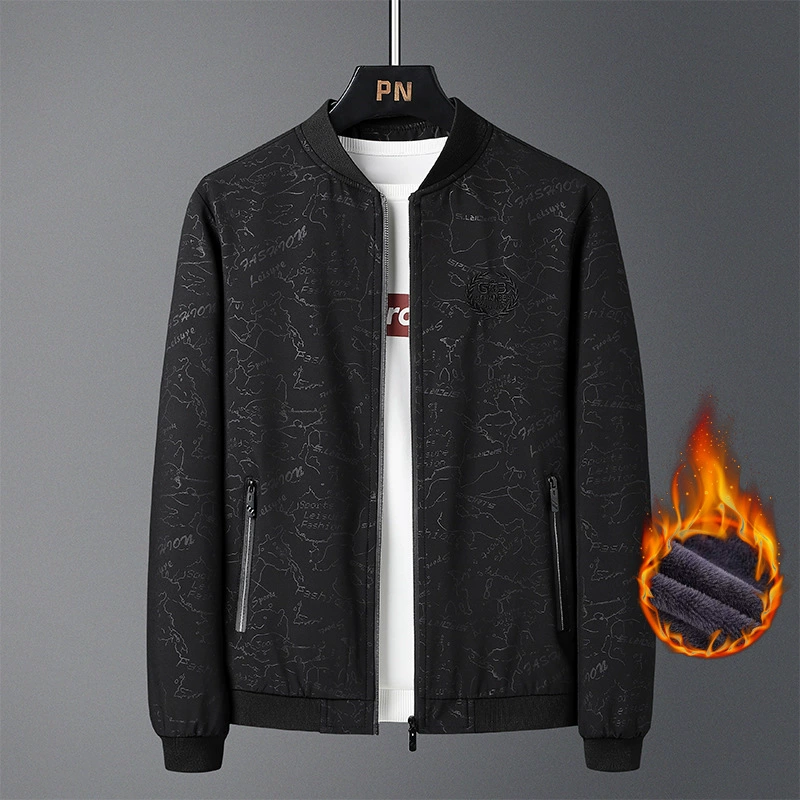 Пальто мужская весна и осень зимняя повседневная дикая плюшевая свободная куртка с воротником для мужчин зрелая и стабильная одежда