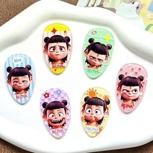 [Large Size] Acrylic Cartoon Cute Super Cute Drop-Shaped Nezha Hairpin Brooch Badge Refrigerator Magnet Accessories