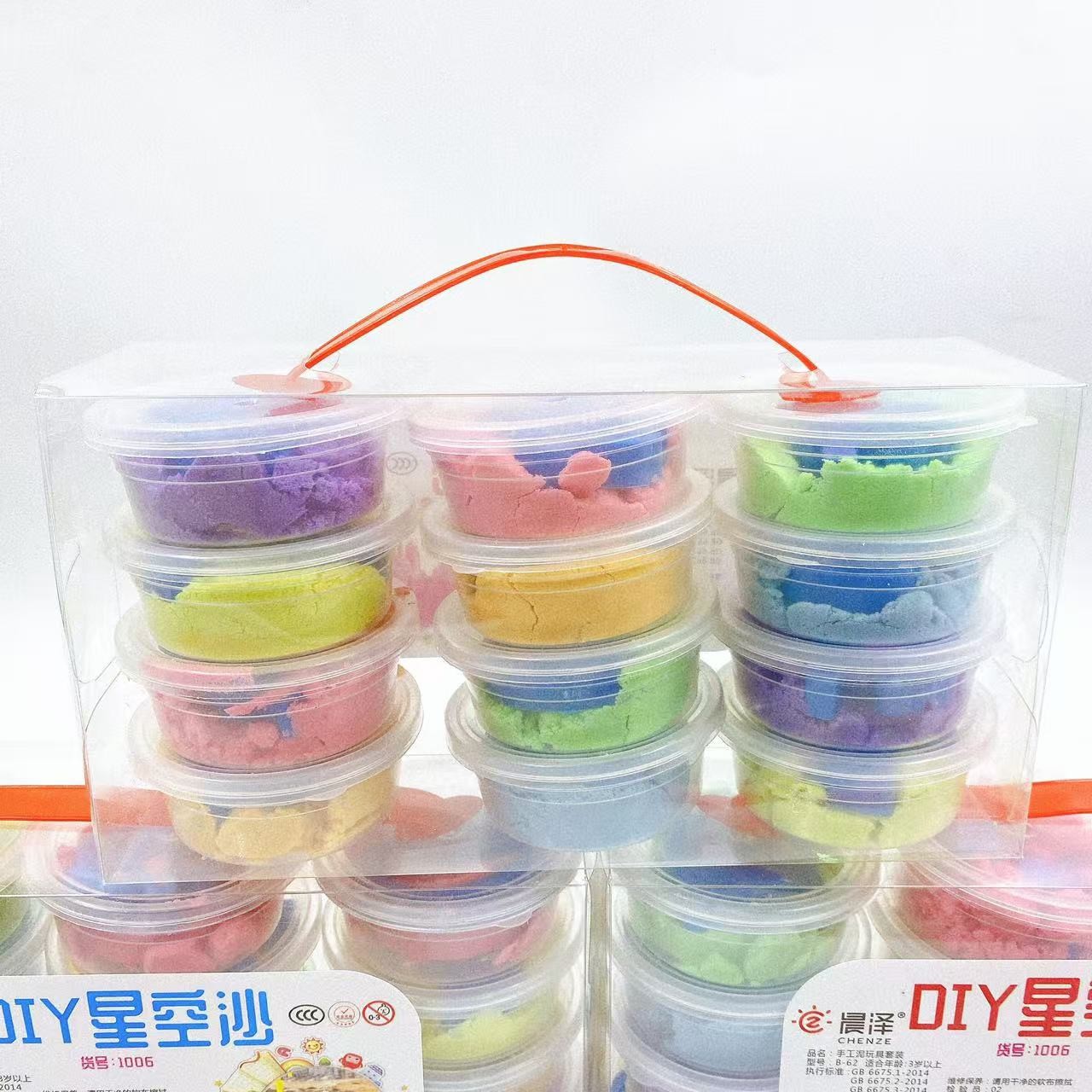 Caja de juguetes para niños algodón arena estrellado molde de cinta de arena hecha a mano DIY arena de color no tocando mano salada espacial lote