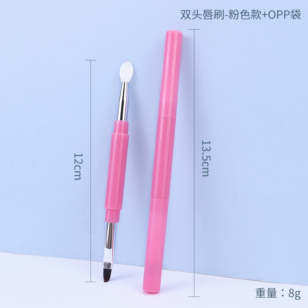 Nuevo cepillo de labios Cepillo de labios de doble punta Cepillo de mascarilla de labios Una cabeza de silicona Una cabeza Cabello suave Herramienta de belleza portátil Cepillo de labios con tapa