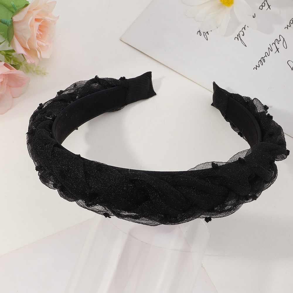 Simple Korean Wide-sided Non-slip Lace Whip Headband display picture 5