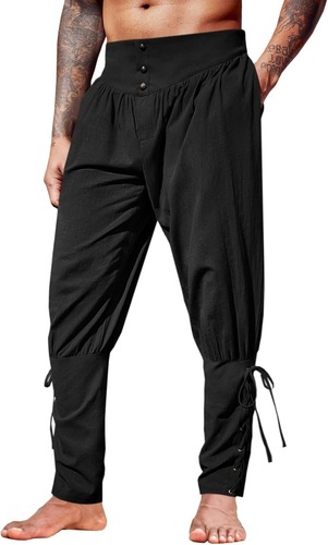 Men's ankle-tied pants, European and American style, Amazon cotton-linen trousers, ankle-strap pants, medieval Viking pirate casual pants 2025