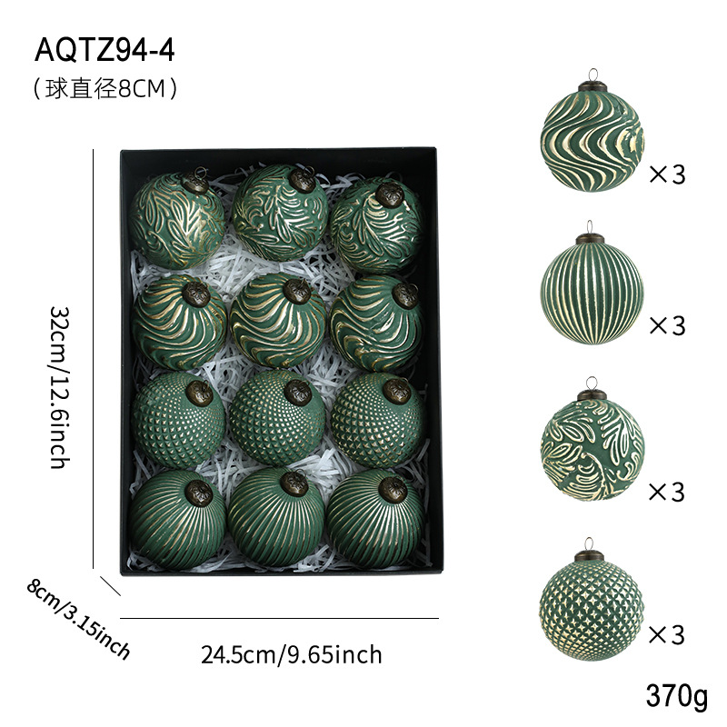 Bolas de caja verde dorado / 12